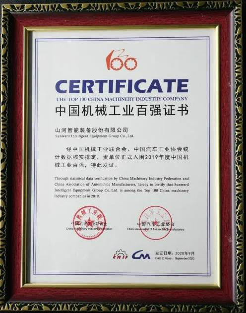 2019年中国机械工业百强颁布，3868la银河总站智能排名52位