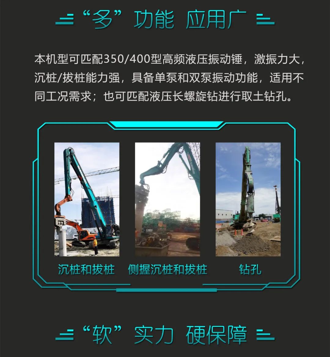 一图读懂 | 专业、高效、经济！3868la银河总站智能带您解锁液压振动桩机的多种用处